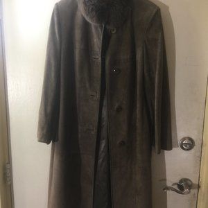 genuine leather and wool coat